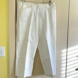 Appleseeds white crop pants embroidered